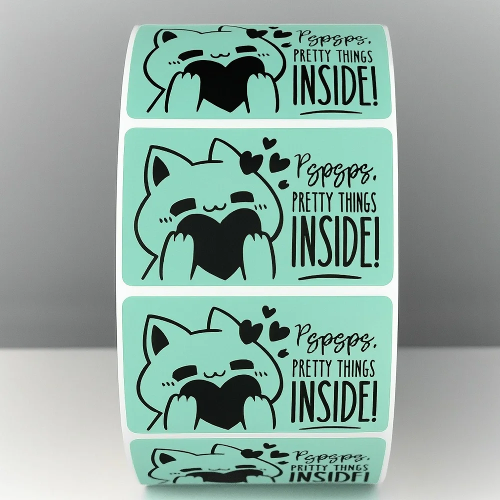 Pspsps Pretty Things Inside Stickers – Cute Cat Labels for Packaging and Orders
